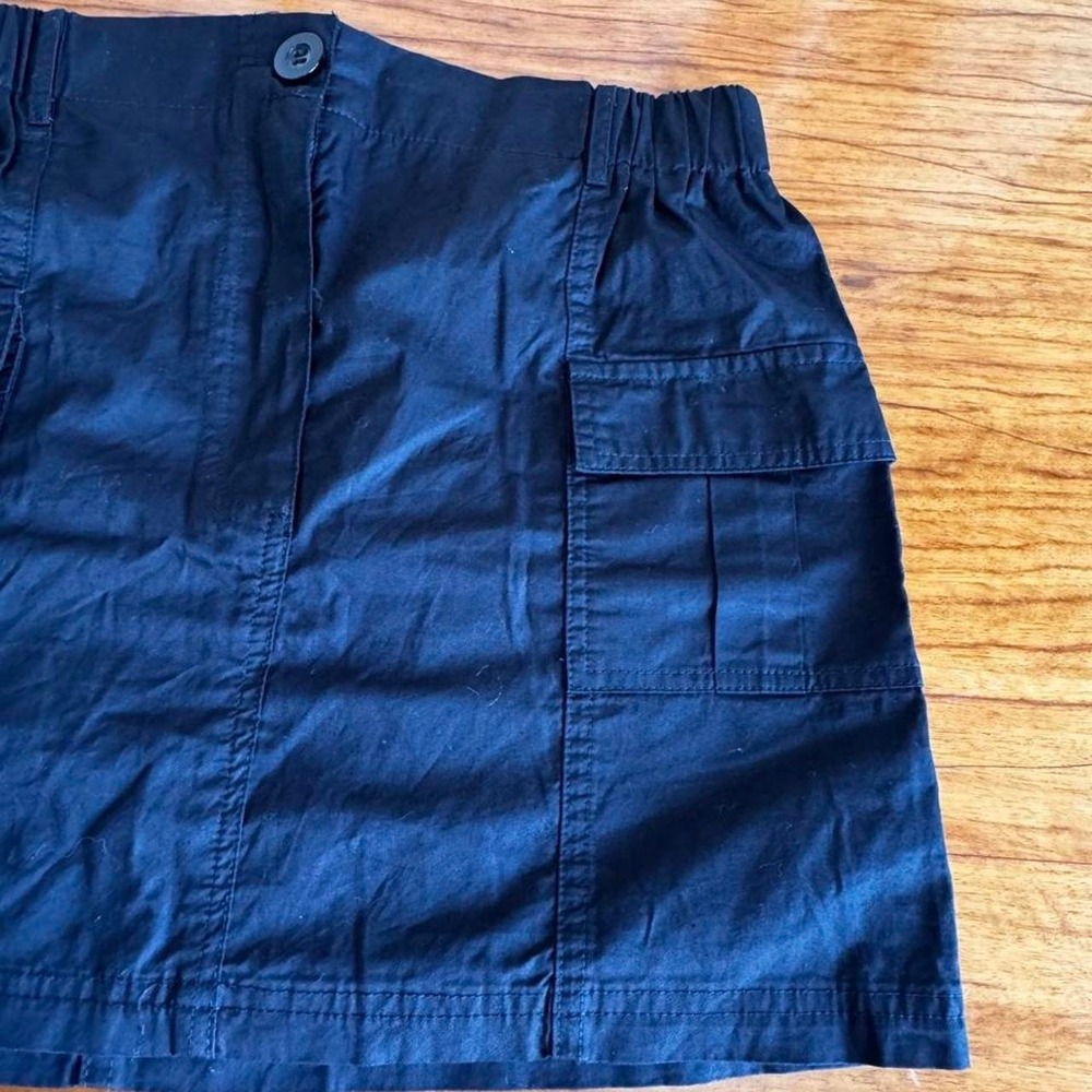 Authentic Black Cargo Mini Skirt Elastic Waist Utility Pocket S